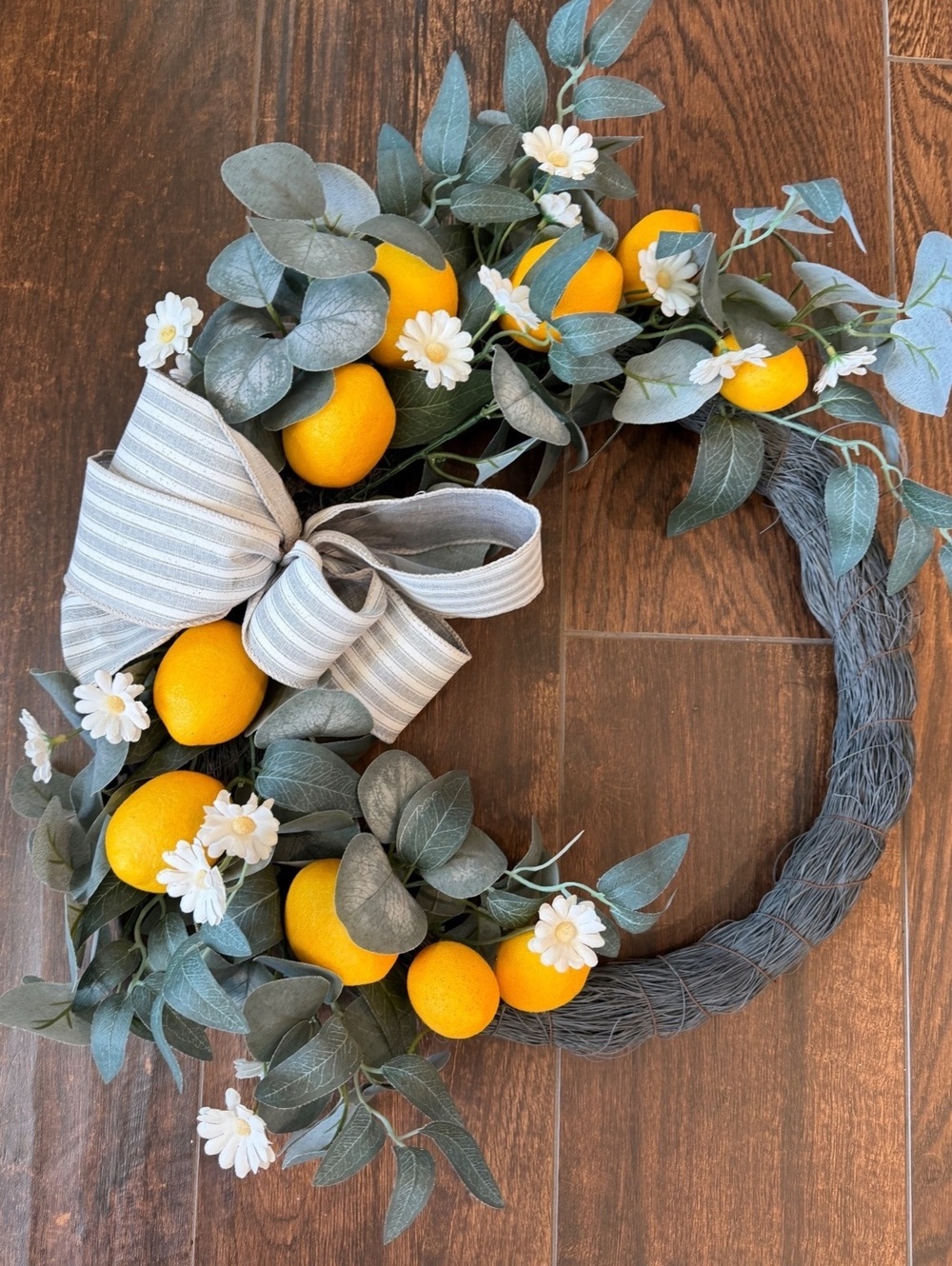 Lemon Eucalyptus Daisy Wreath 19” Floral Front Door Wreath